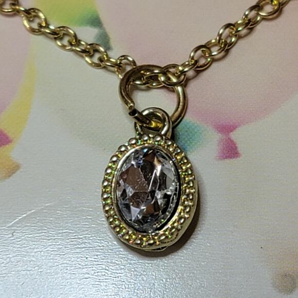 Laura Janelle Encharming Necklace 6 Charms Pink Gold Silver Rhinestone Flower - Picture 2 of 8